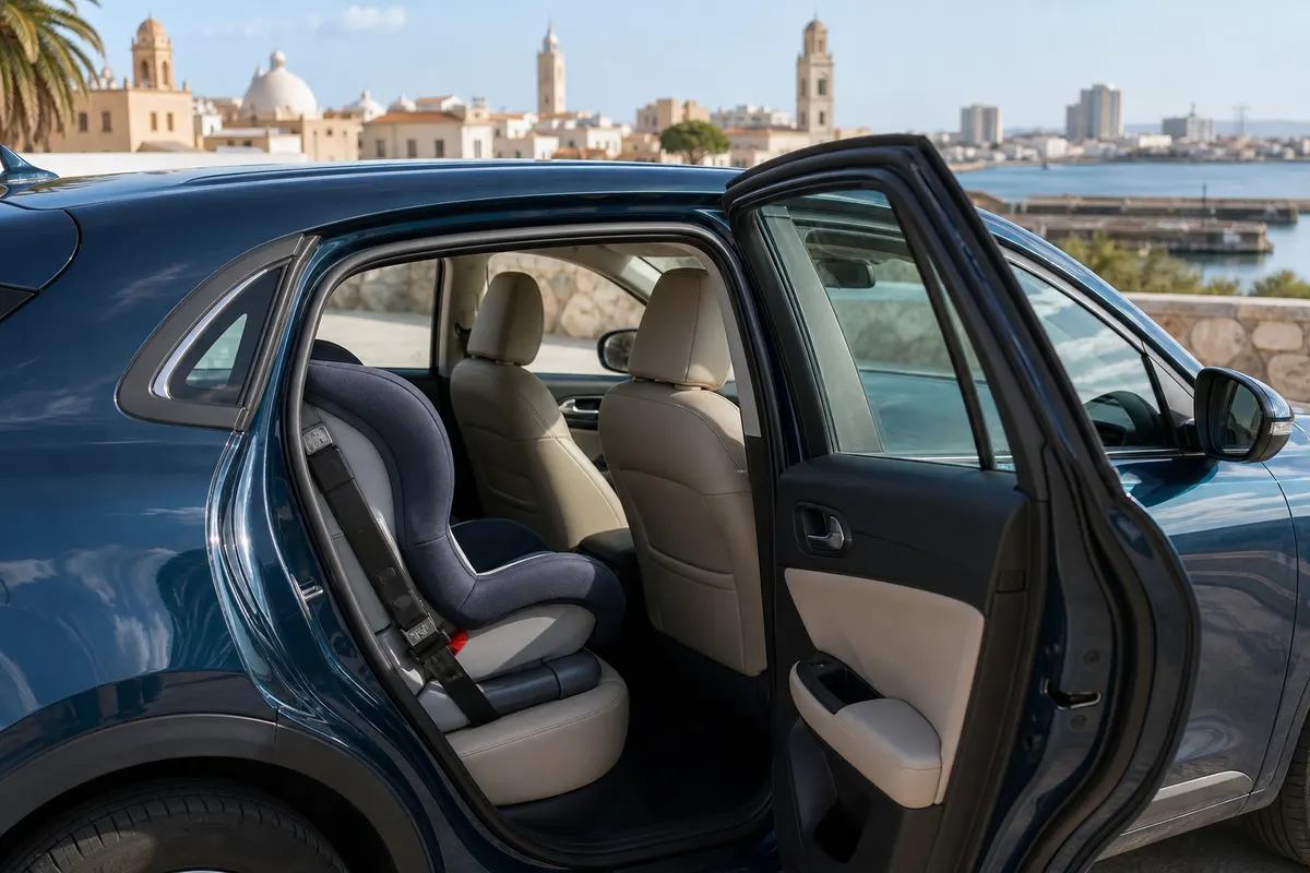 Siège enfant installé sur la banquette arrière d’une voiture